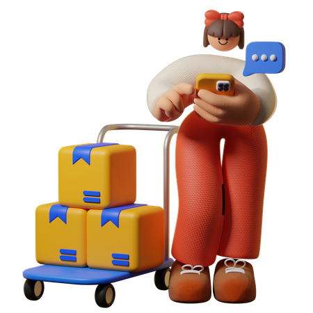 Woman Ready for Making Deliveries  3D Icon
