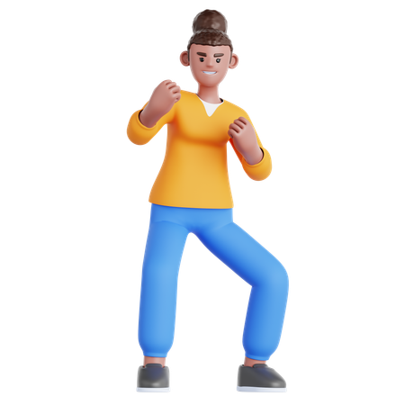 Woman Ready To Fight  3D Illustration