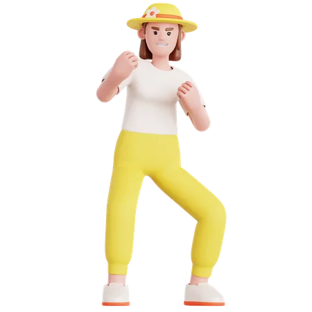 Woman Ready To Fight  3D Illustration