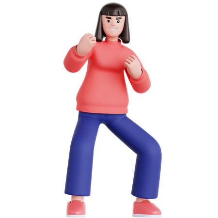 Woman Ready To Fight  3D Illustration