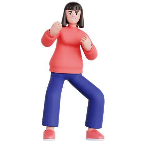 Woman Ready To Fight  3D Illustration