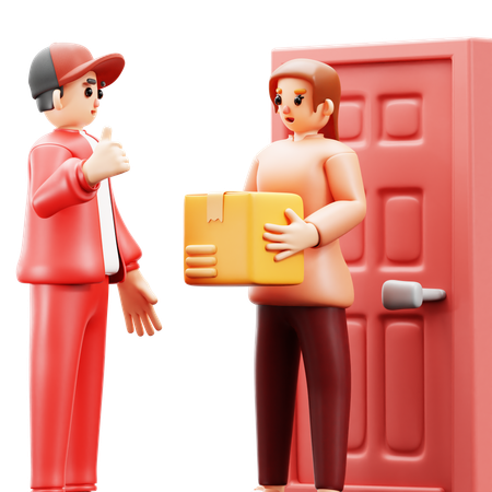 Woman Received package  3D Illustration