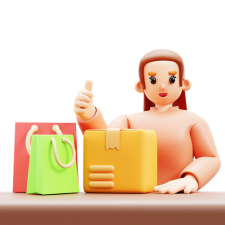 Woman received package  3D Illustration