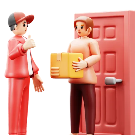 Woman Received package  3D Illustration