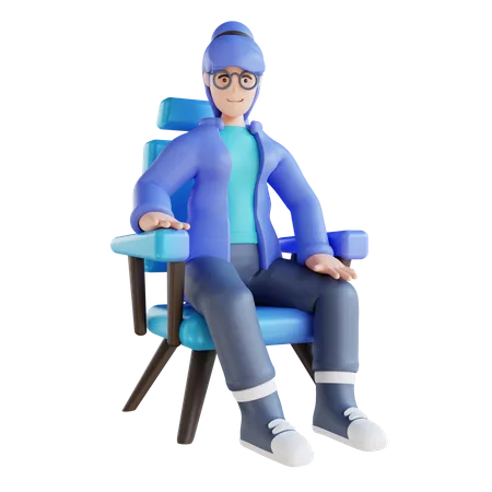 3 D Illustration Woman Sitting Relaxed 3D Illustration