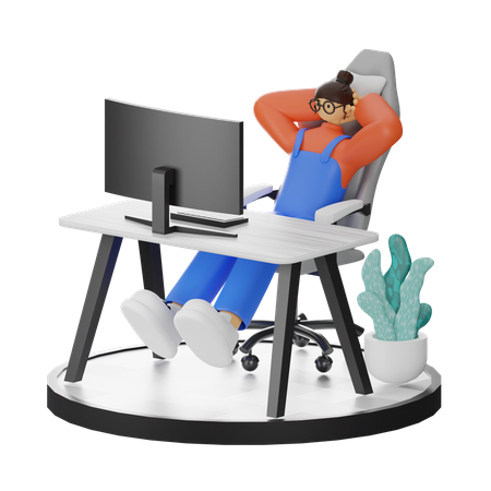 Woman relaxing after working  3D Illustration