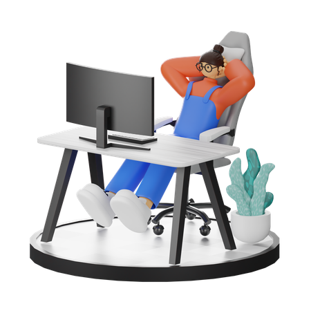 Woman relaxing after working  3D Illustration