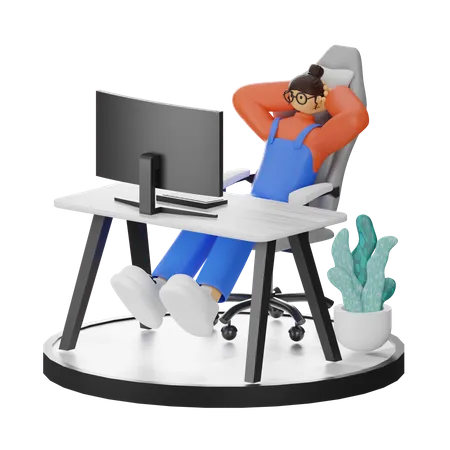 Woman relaxing after working  3D Illustration