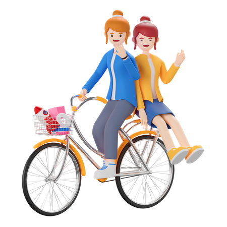 Woman riding bicycle  3D Icon