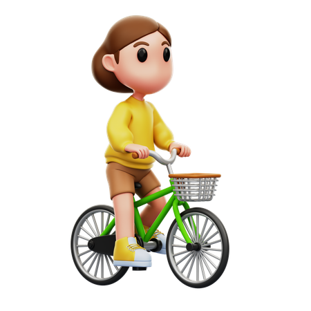 Woman Riding Bicycle  3D Illustration