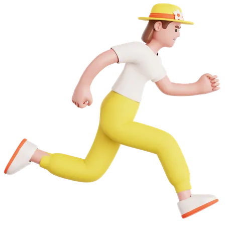 Woman Running  3D Illustration