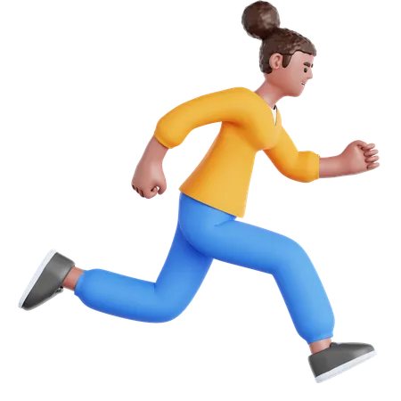 Woman Running  3D Illustration