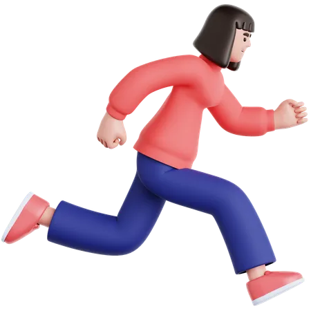 Woman Running  3D Illustration