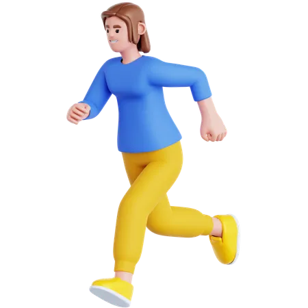 Woman Running  3D Illustration