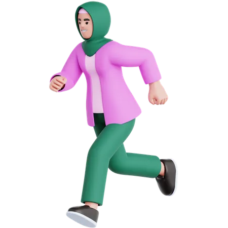 Woman Running  3D Illustration