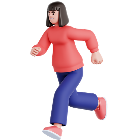 Woman Running  3D Illustration