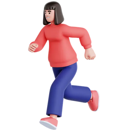 Woman Running  3D Illustration