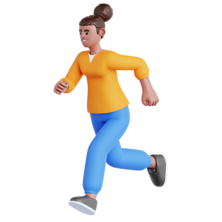 Woman Running  3D Illustration