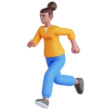 Woman Running  3D Illustration