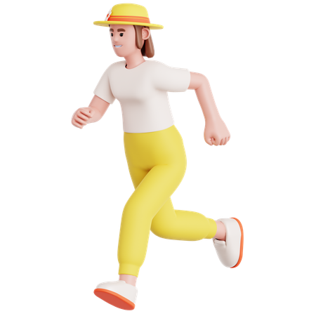 Woman Running  3D Illustration