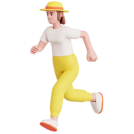 Woman Running  3D Illustration