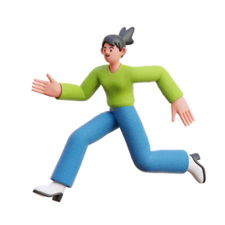 Woman Running Fast  3D Illustration