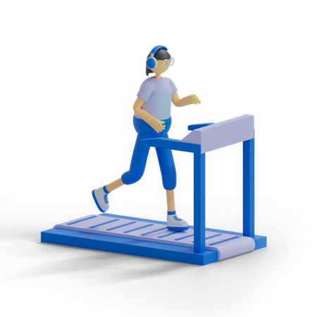 Woman Running On Treadmill  3D Icon