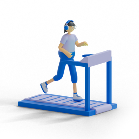 Woman Running On Treadmill 3D Illustration