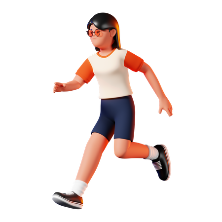 Woman Running Pose  3D Illustration