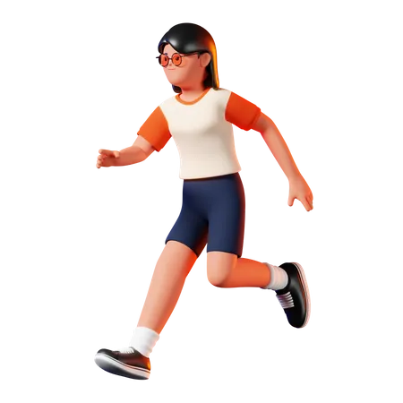 Woman Running And In A Rush 3D Illustration
