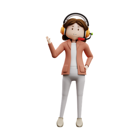 Woman Say Hello  3D Icon