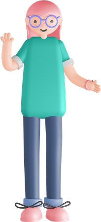Woman saying hello  3D Icon