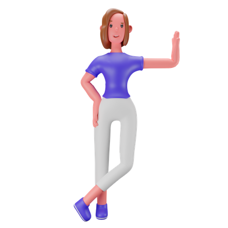 Woman saying hello 3D Illustration