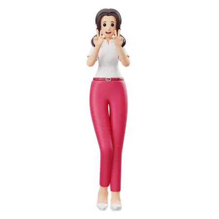 Woman Says Hello  3D Illustration