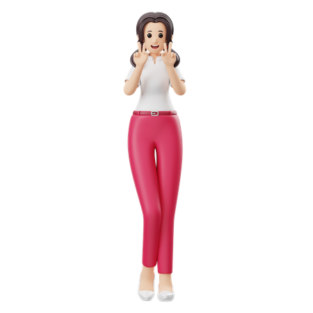 Woman Says Hello  3D Illustration