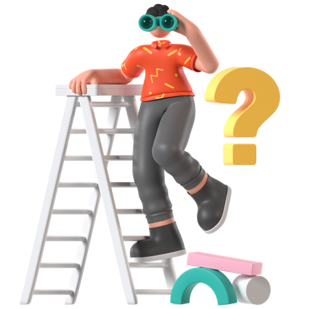 Woman Searching Discover  3D Illustration