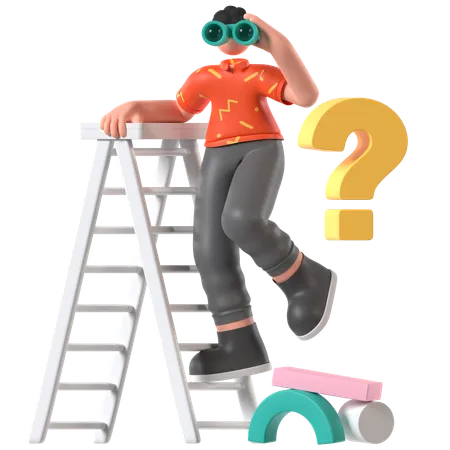 Woman Searching Discover  3D Illustration