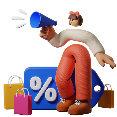 Woman Seller Listing Product for Sale  3D Illustration