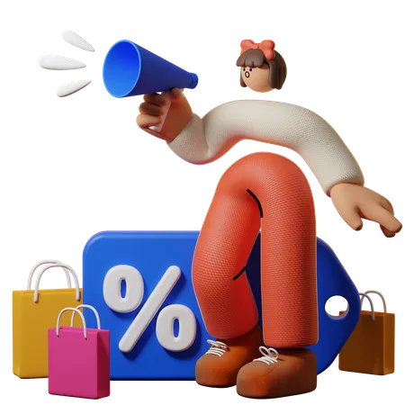 Woman Seller Listing Product for Sale  3D Illustration