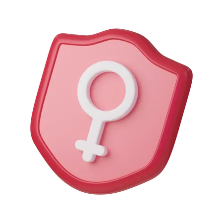 Protective Pink Shield With Womens Icon For International Womens Day 3 D Illustration Feminism Independence Freedom Empowerment Activism For Women Rights 3D Icon