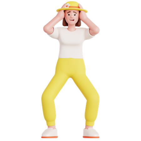 Woman Shocked  3D Illustration