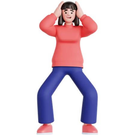 Woman Shocked  3D Illustration