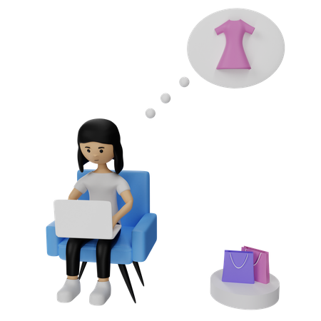 Woman Shopping Clothes  3D Icon