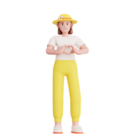 Woman Showing a Heart Shape  3D Illustration