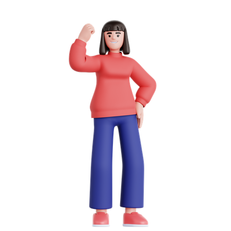 Woman Showing Arm Muscle  3D Illustration