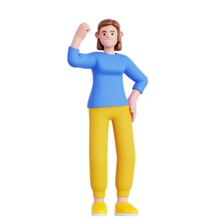 Woman Showing Arm Muscle  3D Illustration