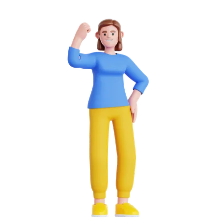 Woman Showing Arm Muscle  3D Illustration