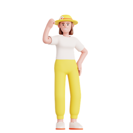 Woman Showing Arm Muscle  3D Illustration