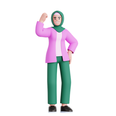 Woman Showing Arm Muscle  3D Illustration