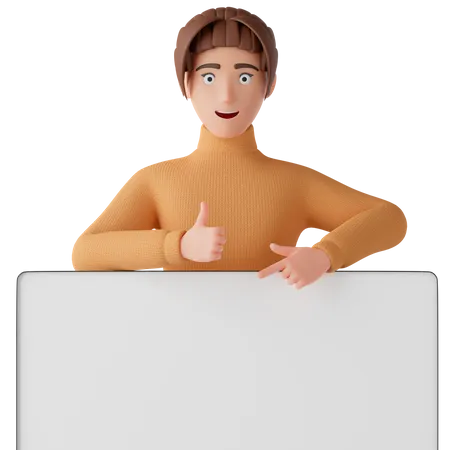 Woman Showing Board  3D Illustration